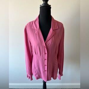 Vintage Casual Corner Pink 100% Silk Blouse Size 14